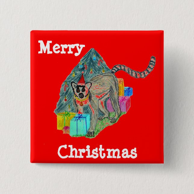 WeihnachtsLemur Button (Vorderseite)