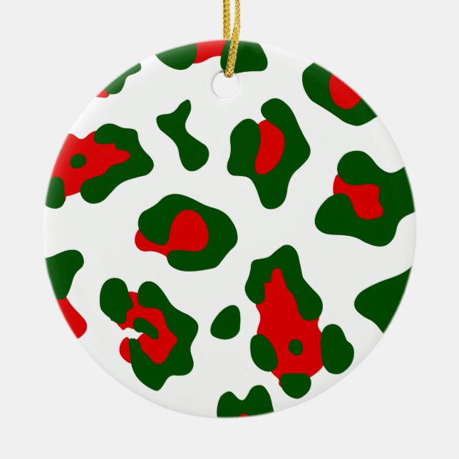 Weihnachtsleoparddruck Keramik Ornament (Vorne)