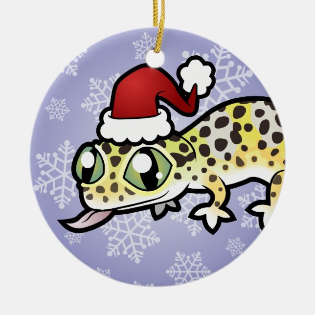WeihnachtsleopardGecko Keramikornament (Vorne)