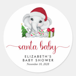 Weihnachtslephant Santa Baby Boy Dusche Runder Aufkleber