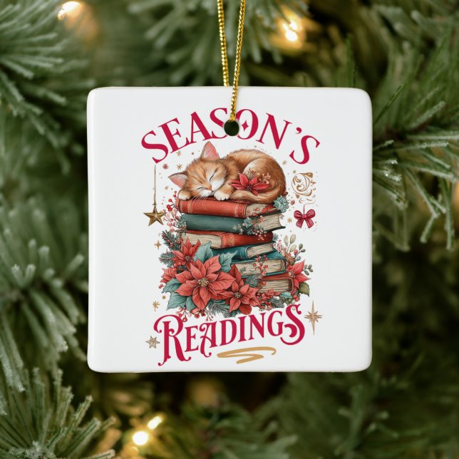 Weihnachtslesearten Kuschel-Kätzchen  Keramikornament (Baum)