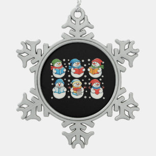 Weihnachtslesebücher Lehrer Schneemann Xmas Schneeflocken Zinn-Ornament