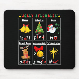 Weihnachtsleselehrer Silbentypen Phonemisch  Mousepad