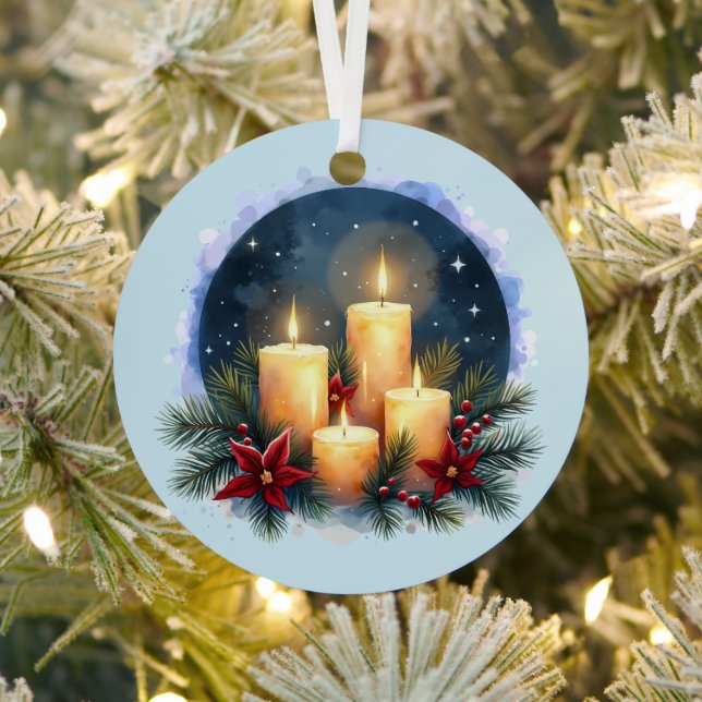 Weihnachtsleuchte mit Poinsettias Ornament Aus Metall (InSitu)