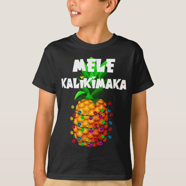 Weihnachtsleuchten Bäume Ananas Mele Kalikimaka Ha T-Shirt (Vorderseite)