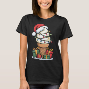Weihnachtsleuchten Eiscreme mit Weihnachtsmannmütz T-Shirt