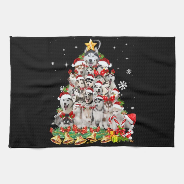 Weihnachtsleuchten | Hundexmas Geschirrtuch (Horizontal)