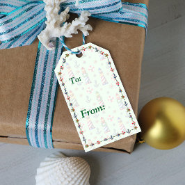 Weihnachtsleuchten im grünen Hintergrund Geschenkanhänger