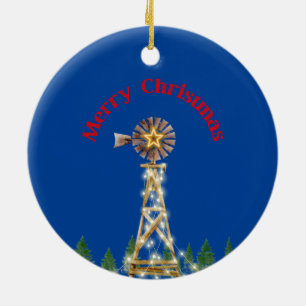 Weihnachtsleuchten in Windmühle Keramik Ornament