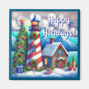 WeihnachtsLeuchtturm Nautical Personalisiert Magnet