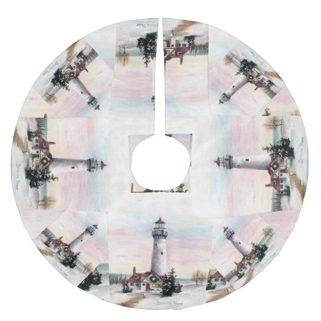 Weihnachtsleuchtturm Polyester Weihnachtsbaumdecke (Vorderseite)