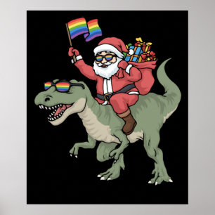 WeihnachtslGBT Weihnachtsmann TRex Rainbow Gay Pri Poster