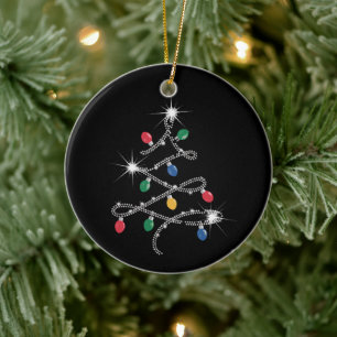 Weihnachtslicht Baum Rhinestone Mega Bling Keramik Ornament