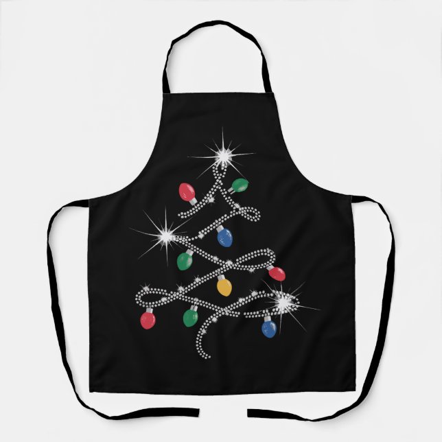 Weihnachtslicht Baum Rhinestone Mega Bling  Schürze (Vorderseite)