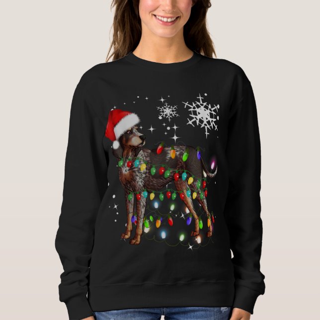 Weihnachtslicht Bluetick Coonhound Hund Sweatshirt (Vorderseite)