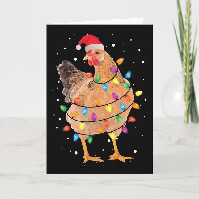 WeihnachtsLICHT Chicken Santa Fun Karte (Vorderseite)