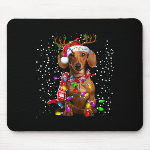 Weihnachtslicht Dackel Hund Weihnachtsmannmütze Sk Mousepad
