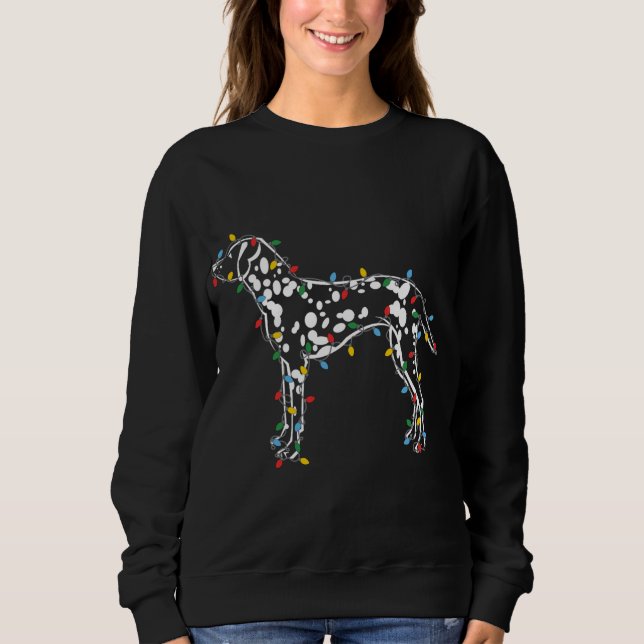 Weihnachtslicht Dalmatiner Hund Lover Ugly Sweater Sweatshirt (Vorderseite)