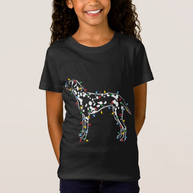 Weihnachtslicht Dalmatiner Hund Lover Ugly Sweater T-Shirt (Vorderseite)