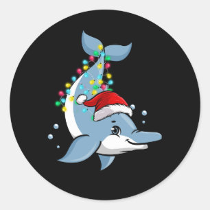 Weihnachtslicht Dolphin Wear Xmas Hat Dolphin Runder Aufkleber