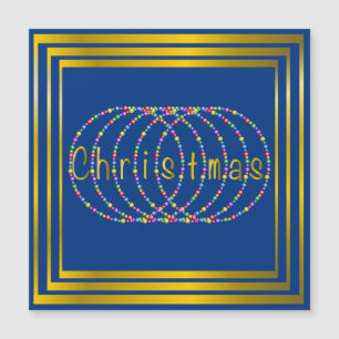 Weihnachtslicht-Entwurf auf Blau mit Gold Magnetkarte