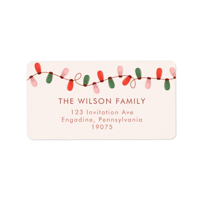 Weihnachtslicht farbenfrohe Weihnachtsadress Adressaufkleber (Vorne)