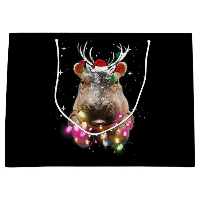 Weihnachtslicht Fiona Hippopotamus Große Geschenktüte (Vorderseite)