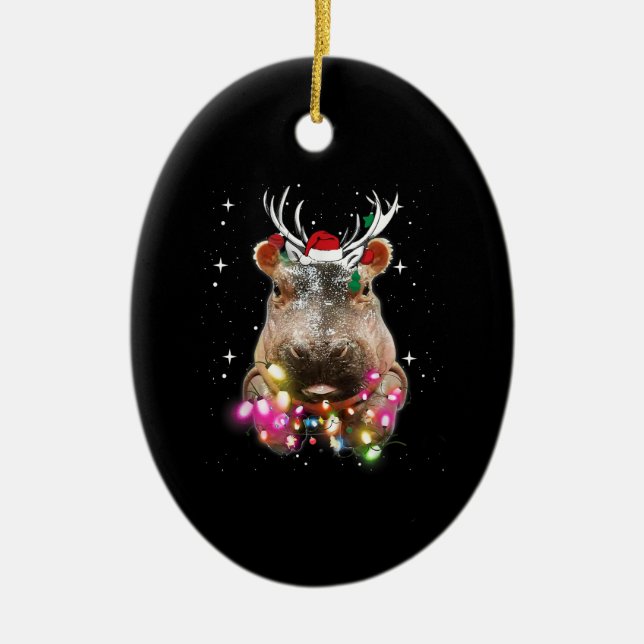 Weihnachtslicht Fiona Hippopotamus Keramik Ornament (Vorne)