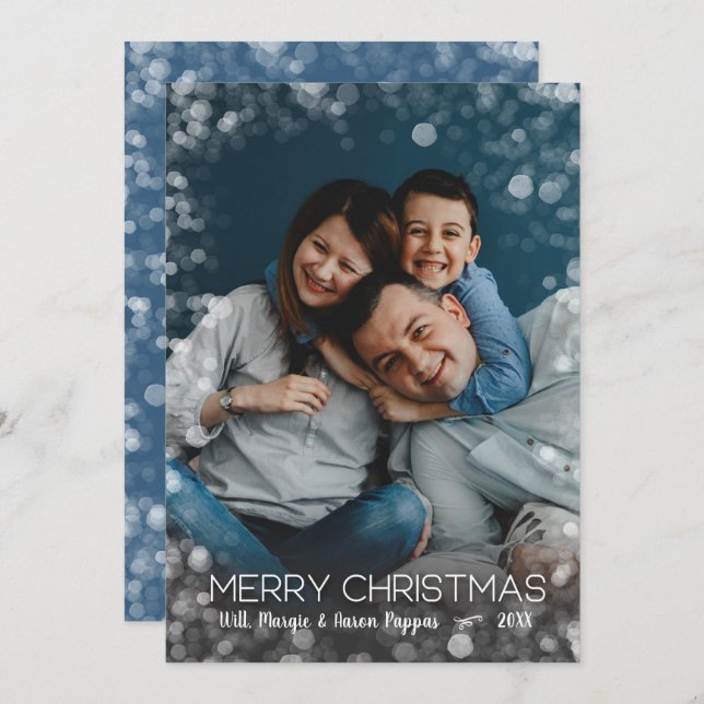 Weihnachtslicht-Foto Feiertagskarte (Vorne/Hinten)