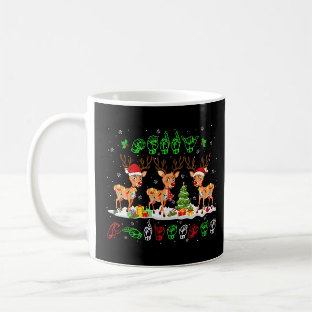 Weihnachtslicht Frohe Weihnachts-Rentier Asl-Zeich Kaffeetasse (Links)