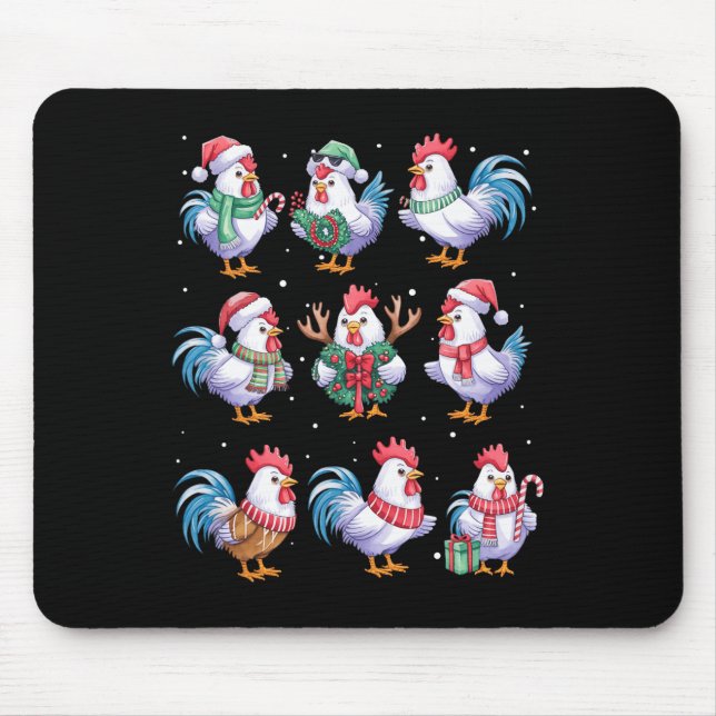 WeihnachtsLICHT Funny Chickens Lover Anim Mousepad (Vorne)