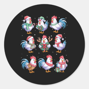 WeihnachtsLICHT Funny Chickens Lover Anim Runder Aufkleber
