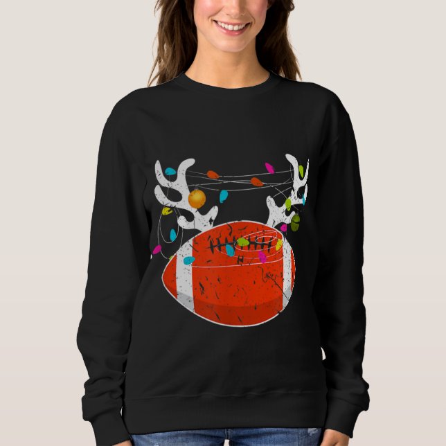 Weihnachtslicht Fußball Ball Funny Weihnachten Wei Sweatshirt (Vorderseite)