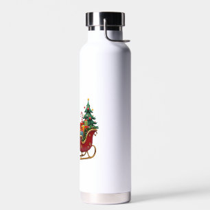 Weihnachtslicht-Gnom Weihnachtsmann auf Schlitten Trinkflasche