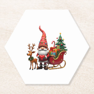 Weihnachtslicht-Gnom Weihnachtsmann auf Schlitten Untersetzer
