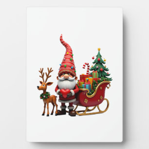 Weihnachtslicht-Gnom Weihnachtsmann fährt auf Schl Fotoplatte