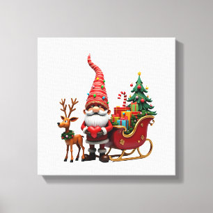 Weihnachtslicht Gnom Weihnachtsmann fährt auf Schl Leinwanddruck