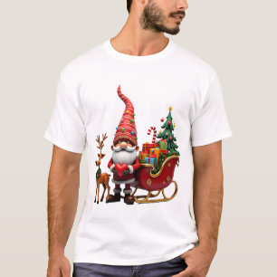 Weihnachtslicht-Gnom Weihnachtsmann fährt auf Schl T-Shirt