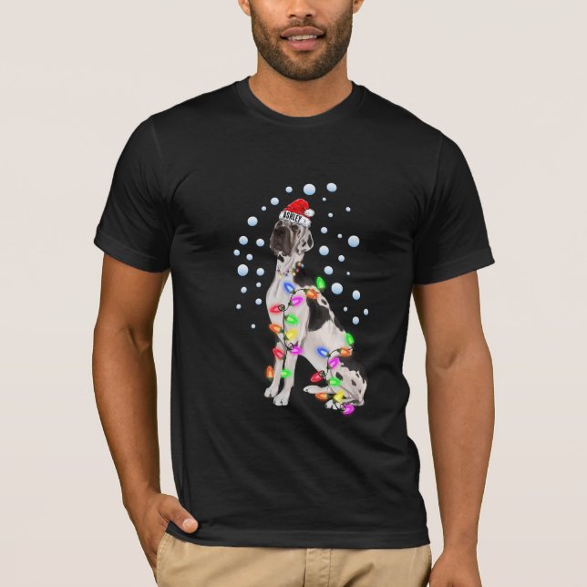Weihnachtslicht Großer Dan Dog Pupp T-Shirt (Vorderseite)