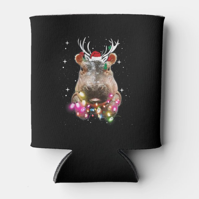 Weihnachtslicht Hippo Fiona Hippopotamus Lover Dosenkühler (Vorderseite)