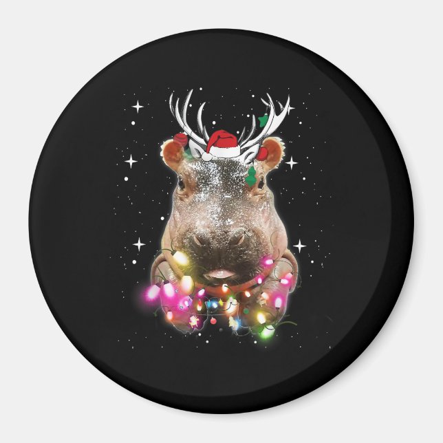 Weihnachtslicht Hippo Fiona Hippopotamus Lover Magnet (Vorne)