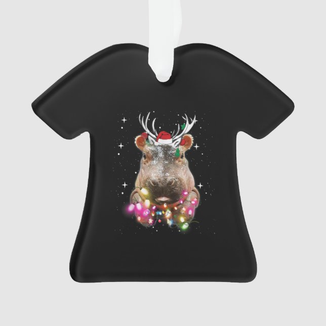 Weihnachtslicht Hippo Fiona Hippopotamus Lover Ornament (Vorderseite)