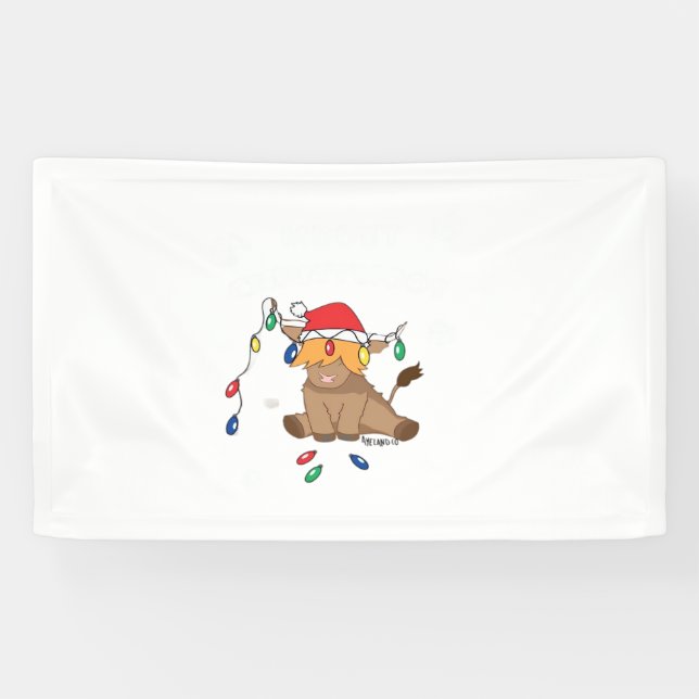 Weihnachtslicht Hochlandkuh hässlich Pullover Tauf Banner (Horizontal)