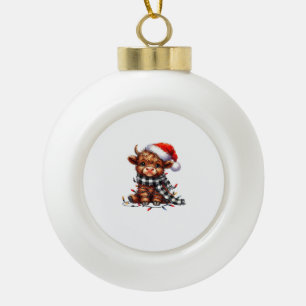 Weihnachtslicht Hochlandkuh Weihnachtslicht Keramik Kugel-Ornament