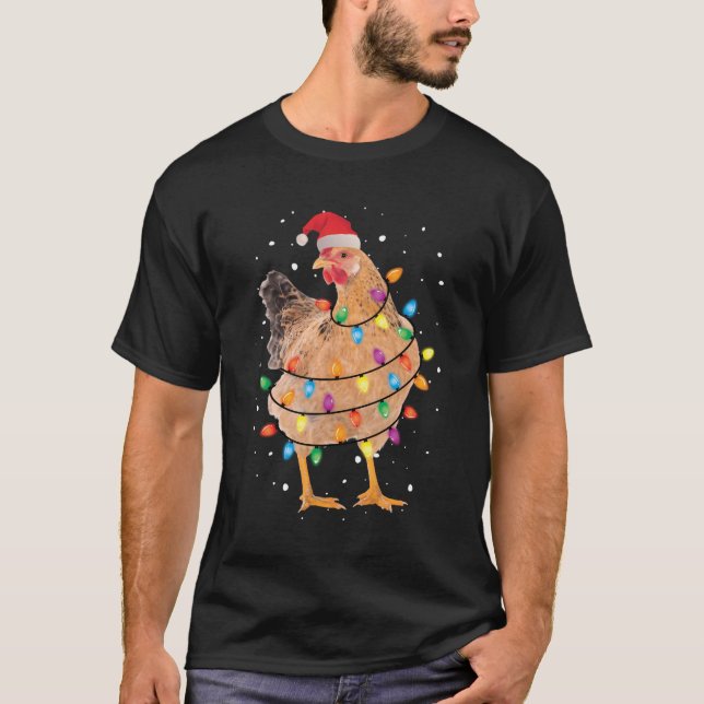 Weihnachtslicht Hühnergebäck Shirt Santa Funny Xma (Vorderseite)
