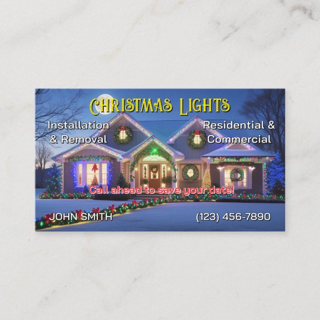 Weihnachtslicht Installation Business Cards Visitenkarte (Vorderseite)