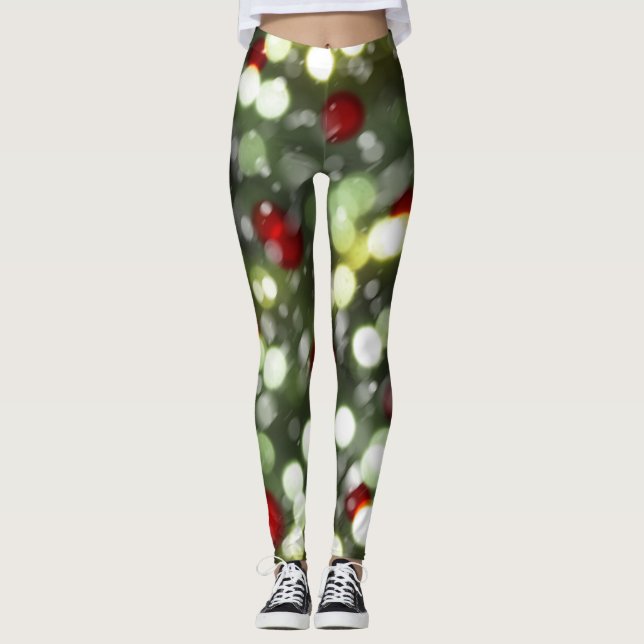 Weihnachtslicht-Leggings mit Schnee Leggings (Vorderseite)