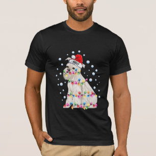Weihnachtslicht Miniaturschnauzer Hund Welpen T-Shirt