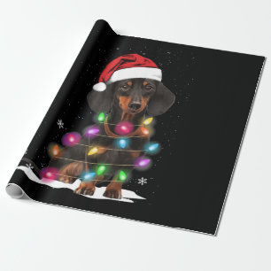 Weihnachtslicht mit Schnee in der Dackel Geschenkpapier