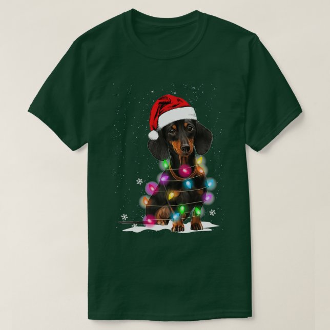 Weihnachtslicht mit Schneeschwitzer in der Dackel T-Shirt (Design vorne)